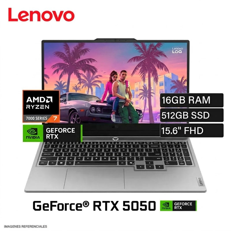 LAPTOP LENOVO LOQ 15AHP10 RYZEN 7 250 RAM 16GB DISCO 512GB SSD VIDEO NVIDIA RTX 5050 8GB 15.6