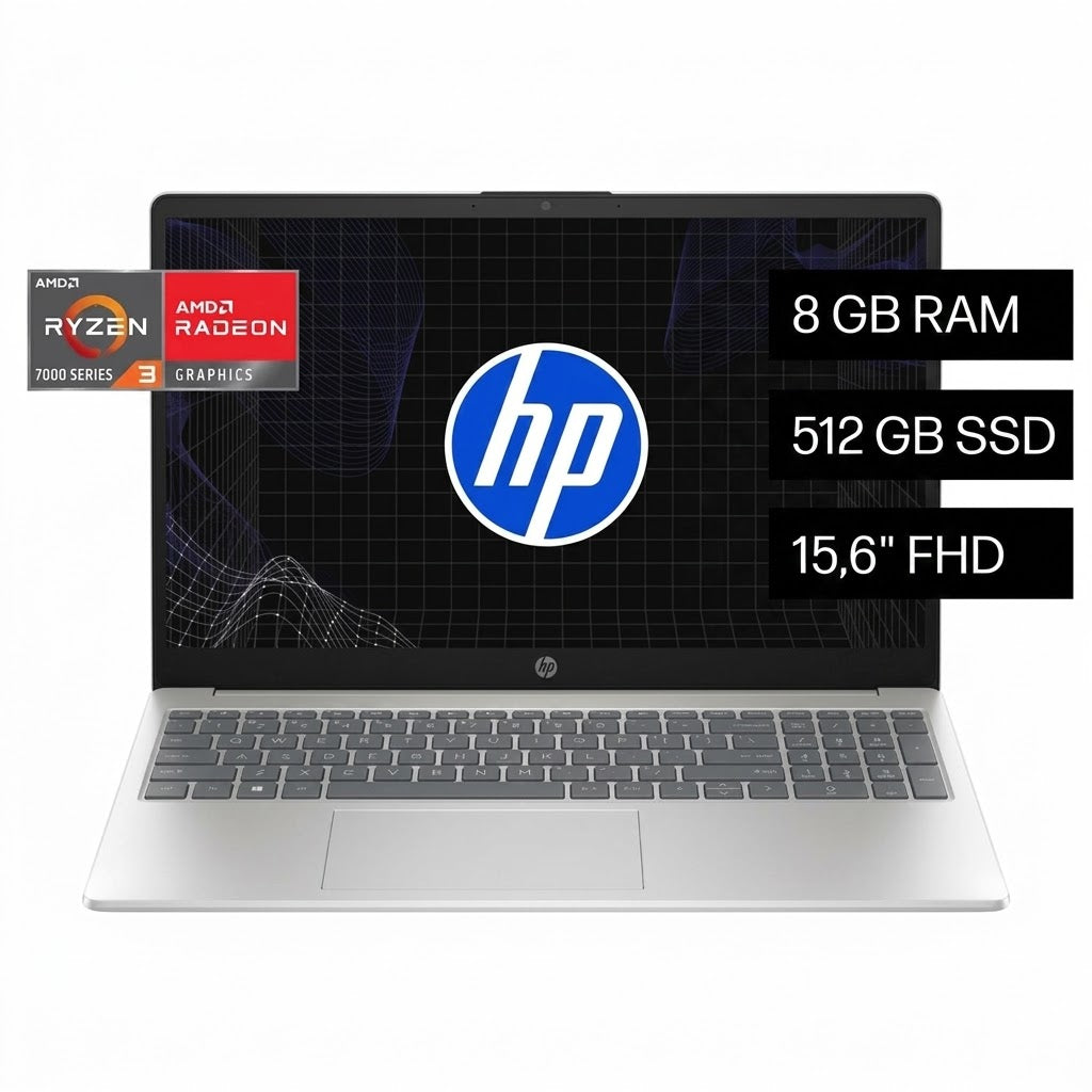 Laptop HP 15-FC0043LA AMD Ryzen 3 7320U RAM 8GB Disco 512GB SSD 15.6" FHD Windows 11 Home