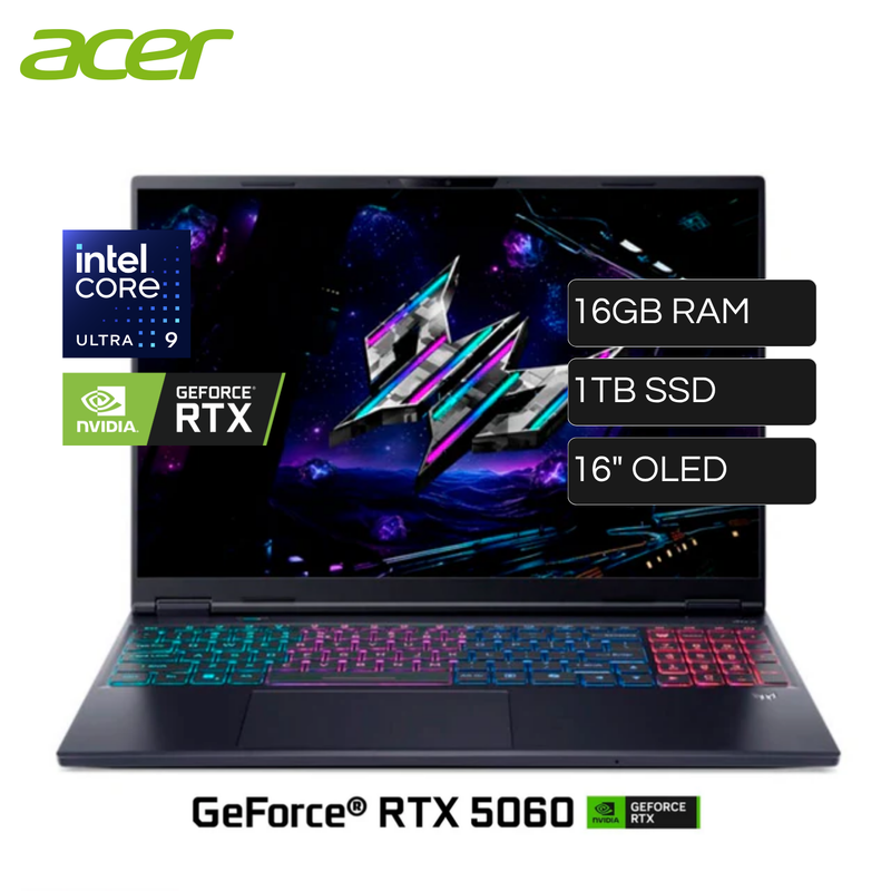 Laptop ACER PREDATOR NEO 16 PHN16S-71-91AW Intel Core Ultra 9 275HX RAM 16GB Disco 1TB SSD Video Nvidia RTX 5060 8GB 16