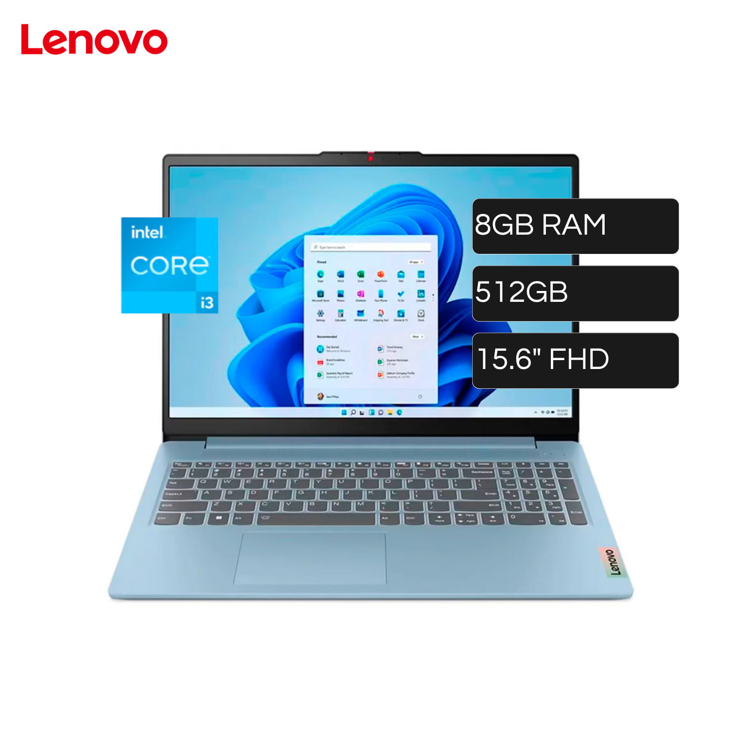Laptop Lenovo Slim 3 82XB0032LM Intel Core i3 N305 8GB RAM Disco 512GB SSD 15.6" FHD FreeDos