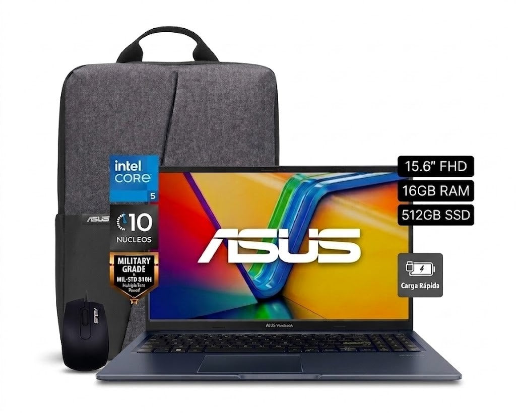 LAPTOP ASUS VIVOBOOK X1504VA-BQ4609 INTEL CORE 5 120U RAM 16GB DISCO 512GB SSD 15.6" FHD FreeDos
