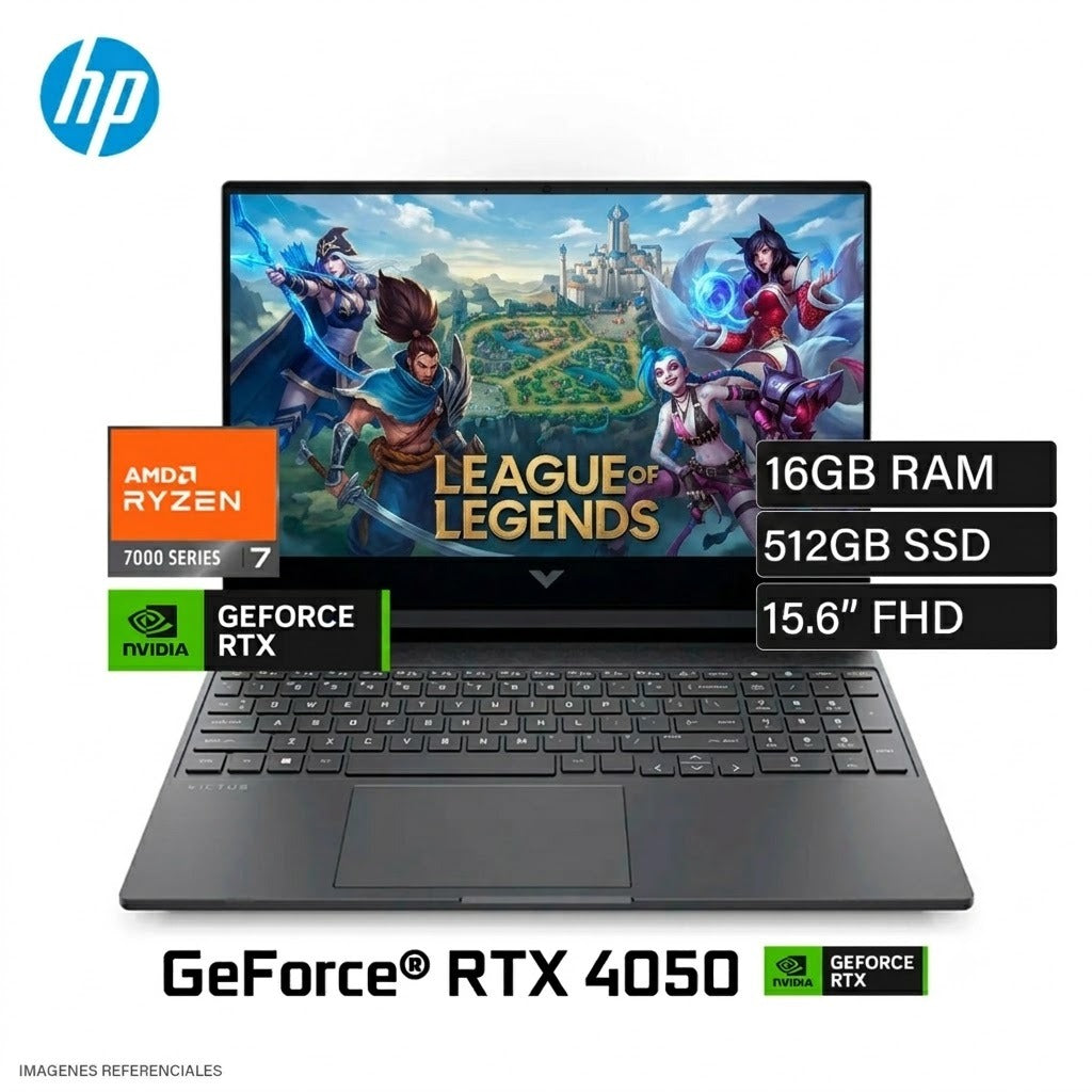 LAPTOP HP VICTUS 15-FB3021LA RYZEN 7 7445HS RAM 16GB DISCO 512GB SSD VIDEO NVIDIA RTX 4050 6GB 15.6" FHD WINDOWS 11