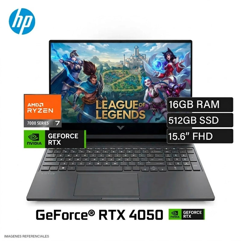 LAPTOP HP VICTUS 15-FB3021LA RYZEN 7 7445HS RAM 16GB DISCO 512GB SSD VIDEO NVIDIA RTX 4050 6GB 15.6
