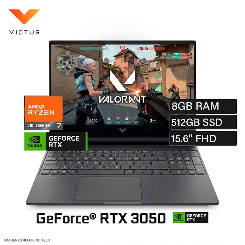 LAPTOP HP VICTUS 15-FB3019LA RYZEN 7 7445HS RAM 8GB DISCO 512GB SSD VIDEO NVIDIA RTX 3050 6GB 15.6" FHD FreeDos