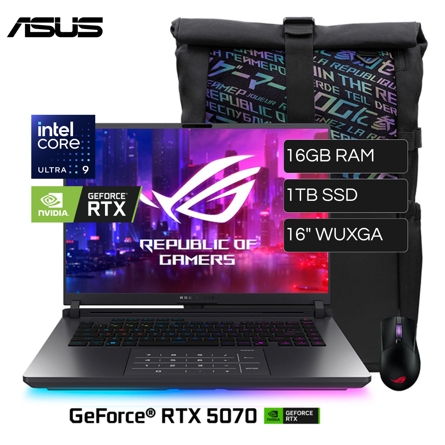 Laptop ASUS Rog Strix G16 G615LP-RV019W Intel Core Ultra 9 275HX RAM 16GB Disco 1TB SSD Video Nvidia RTX 5070 8GB 16" WUXGA Windows 11 Home