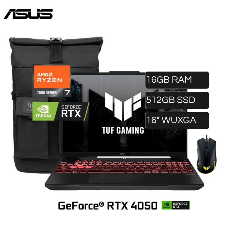 Laptop ASUS Tuf Gaming A16 FA607NUG-RL216 AMD Ryzen 7 7445HS RAM 16GB Disco 512GB SSD Video Nvidia Rtx 4050 6GB 16