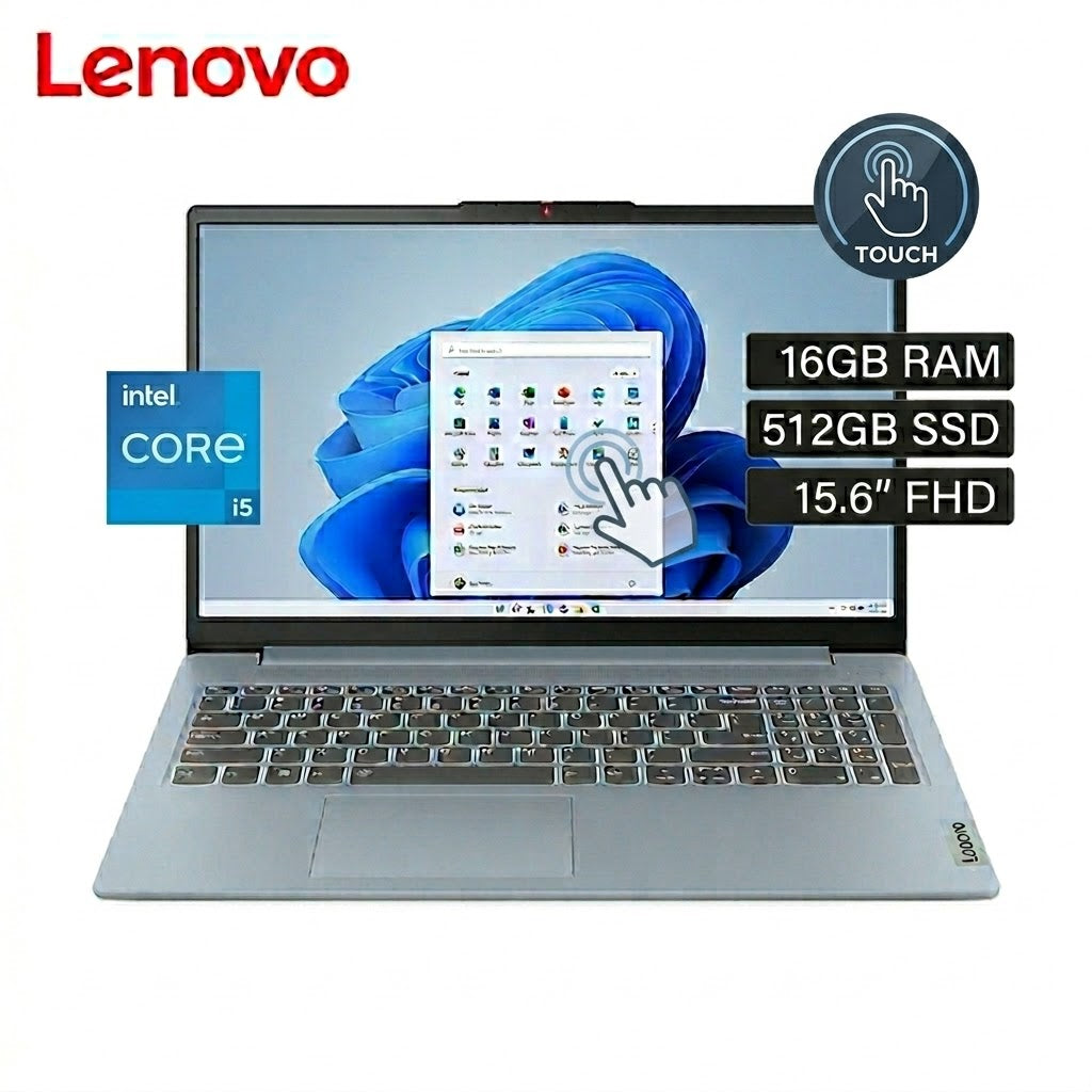 Laptop Lenovo Slim 3 Intel Core i5-12450H RAM 16GB Disco 512GB SSD 15.6” FHD TOUCH FreeDos 83ER00NKLM
