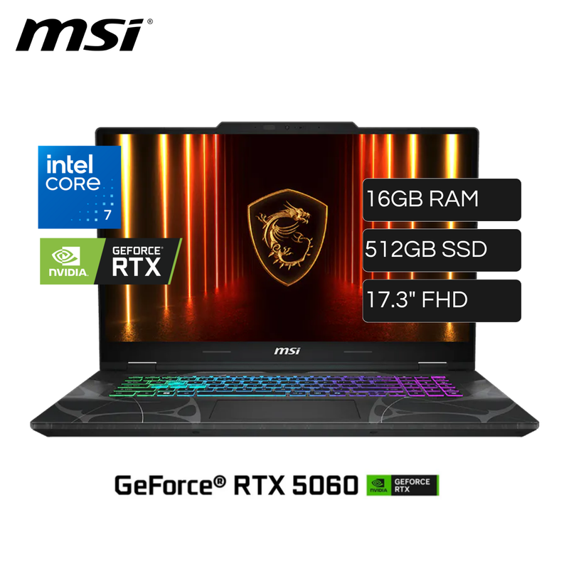 Laptop MSI Cyborg 17 B2RWFKG-047PE Intel Core 7 240H RAM 16GB Disco 512GB SSD Video Nvidia RTX 5060 8GB 17.3