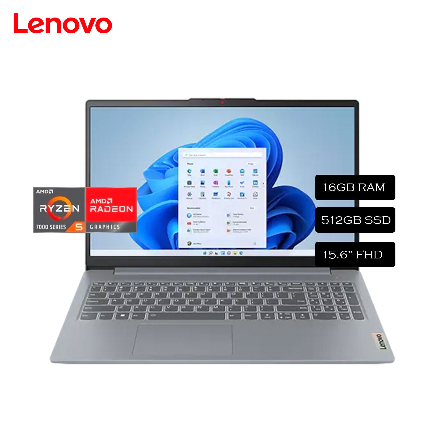 Laptop Lenovo Slim 3 Amd Ryzen 5 7520U RAM 16GB Disco 512gb SSD 15.6" FHD FreeDos