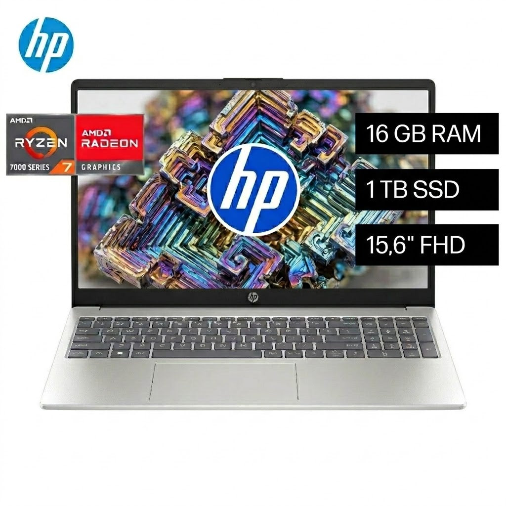 LAPTOP HP 15-FC0276LA AMD RYZEN 7 7730U RAM 16GB DISCO 1TB SSD 15.6" FHD FreeDos
